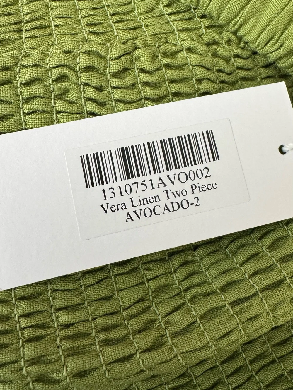 NWT REFORMATION Vera Linen two piece pant set in “avocado” green